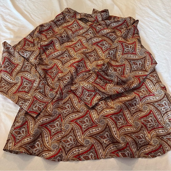 Talbots Paisley Blouse - Red and Brown - Picture 2 of 14